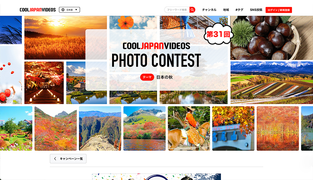 第31回 COOL JAPAN VIDEOS フォトコンテスト -日本の秋-［大賞 Amazonギフト券1万円分］