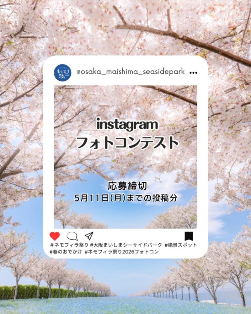 大阪まいしまシーサイドパーク│ネモフィラ祭り2026 Instagramフォトコンテスト［グランプリ副賞 商品券5万円分］