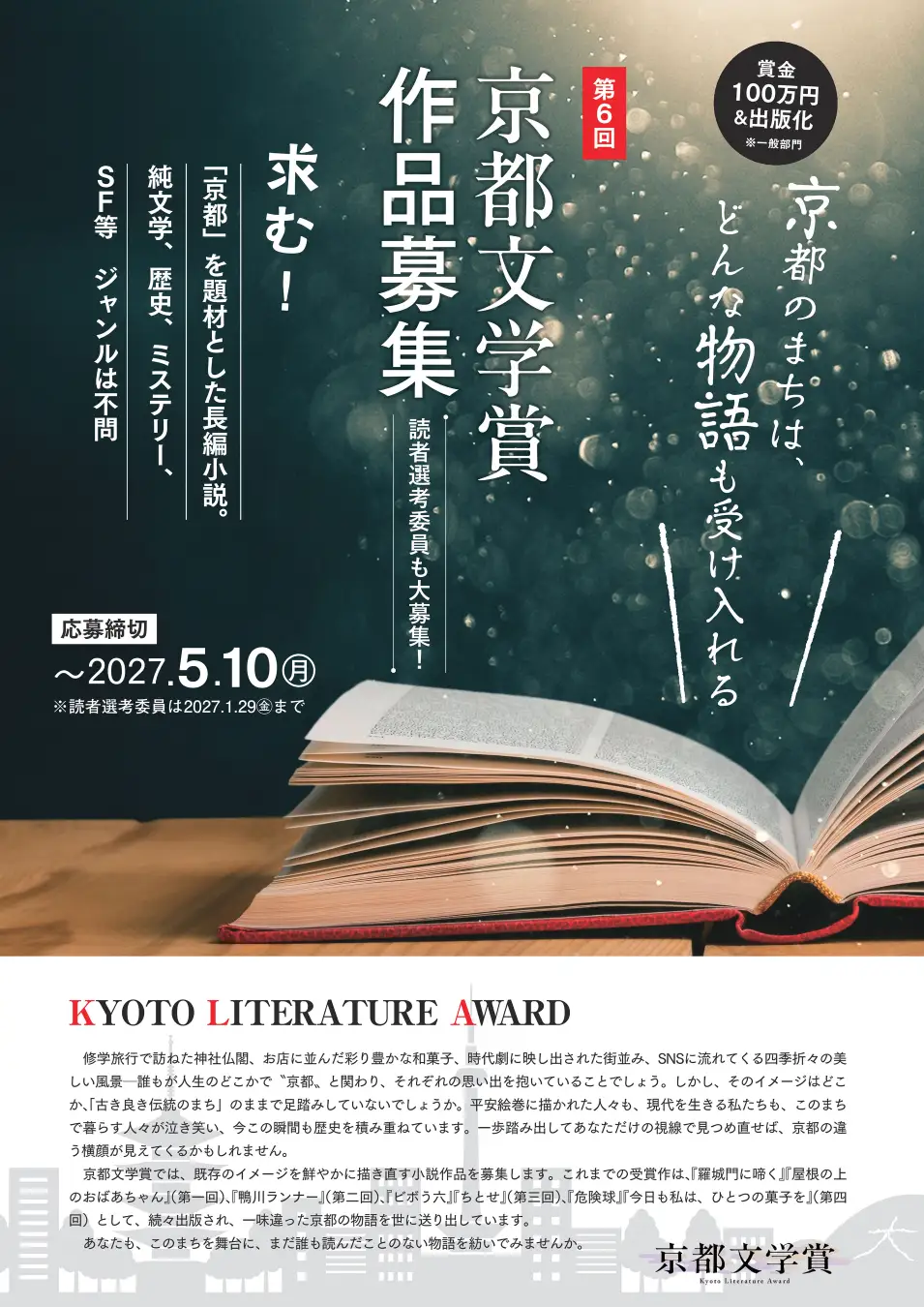 京都のまちは、どんな物語も受け入れる 第6回 京都文学賞［一般部門最優秀賞 賞金100万円 出版化］